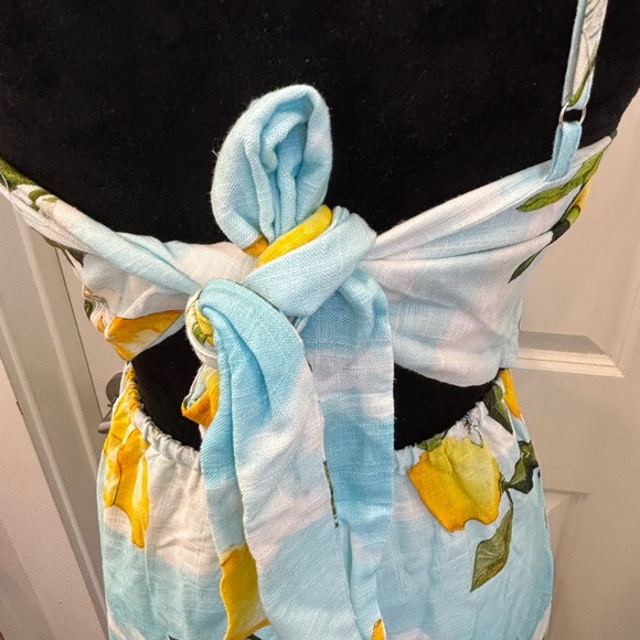 NWT Paper Heart seaside beach scene Lemoncello linen blend Maxi Dress - S - Picture 9 of 15